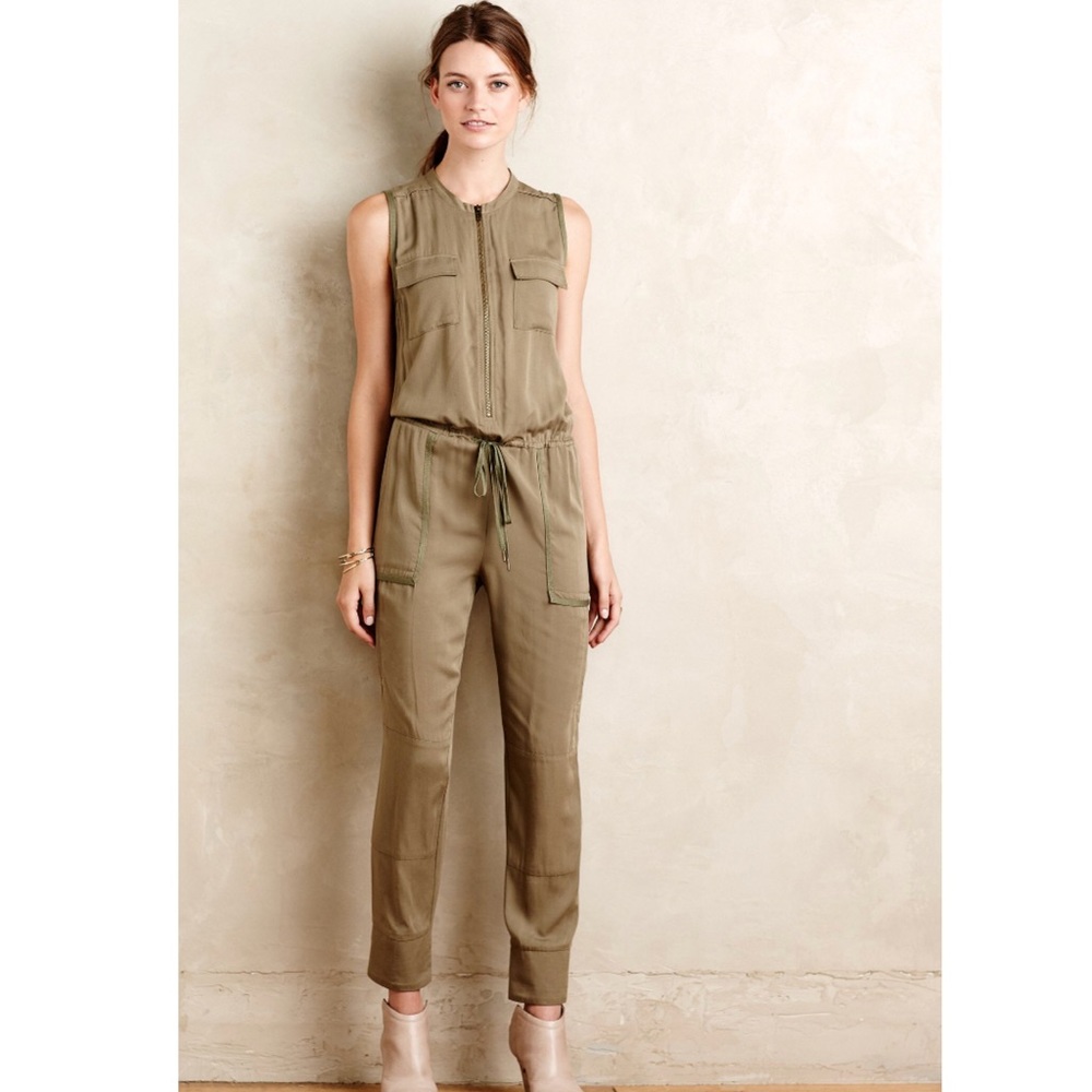 Anthropologie Green Utility Jumpsuit